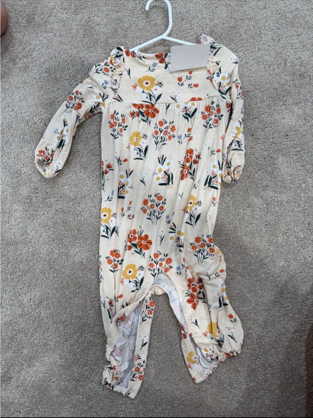 Floral Print Cream Kids One-Piece Romper